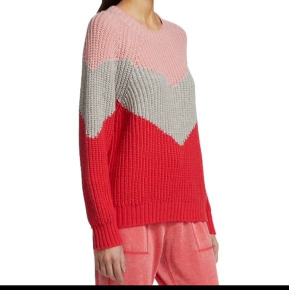 Splendid Collection Ladies Chevron Sweater Size:S Color:Coral, Pink, Gray - Picture 10 of 12